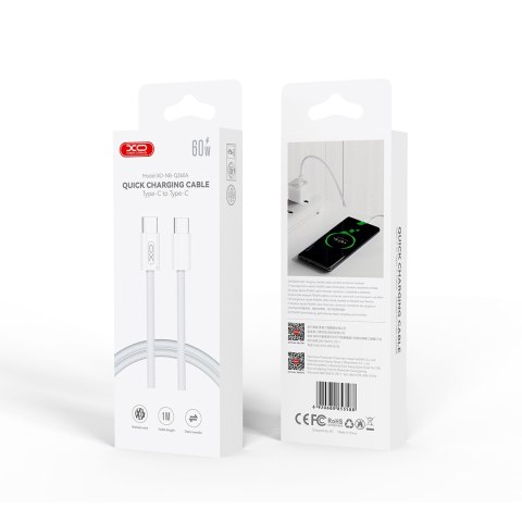 XO kabel NB-Q260A PD USB-C - USB-C 1m biały 60W XO kabel NB-Q260A PD USB-C - USB-C 1m biały 60W
