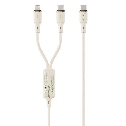 XO kabel NB-Q262 2w1 PD USB-C - Lightning + USB-C 1,2m beżowy 60W XO kabel NB-Q262 2w1 PD USB-C - Lightning + USB-C 1,2m beżowy 60W