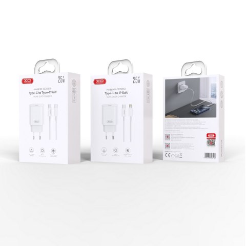XO ładowarka sieciowa CE25 PD 25W 1x USB-C biała + kabel USB-C - USB-C XO ładowarka sieciowa CE25 PD 25W 1x USB-C biała + kabel USB-C - USB-C