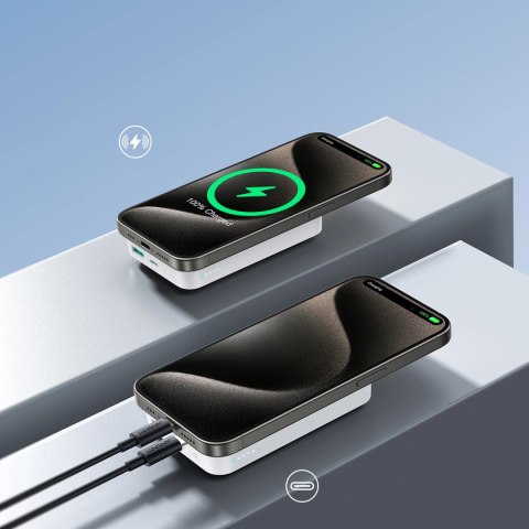 Powerbank Joyroom JR-W020 20W 10000mAh MagSafe + kabel USB-C - USB-C 0.25m - biały