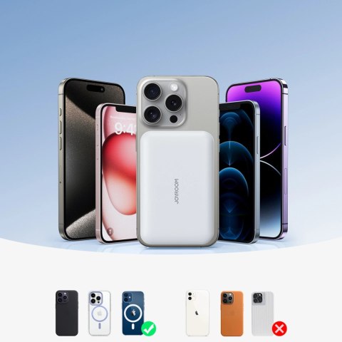 Powerbank Joyroom JR-W020 20W 10000mAh MagSafe + kabel USB-C - USB-C 0.25m - biały