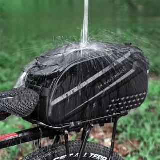 Wozinsky torba rowerowa na bagażnik z długim paskiem i rozszerzanymi kieszeniami bocznymi - czarna