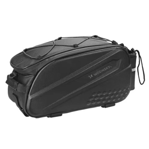 Wozinsky torba rowerowa na bagażnik z długim paskiem i rozszerzanymi kieszeniami bocznymi - czarna