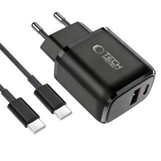 Ładowarka sieciowa Tech-Protect NCA45W-GAN 2-Porty 45W z kablem USB-C - czarna