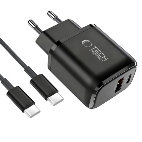 Ładowarka sieciowa Tech-Protect NCA45W-GAN 2-Porty 45W z kablem USB-C - czarna