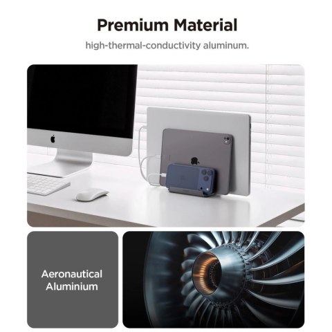 Organizer biurkowy Spigen LD208S4 na laptopy, tablety, smartfony, klawiatury - szary