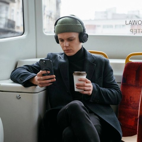 Pierścień magnetyczny Spigen Nano Pop MagSafe na telefon - szaro-czarny