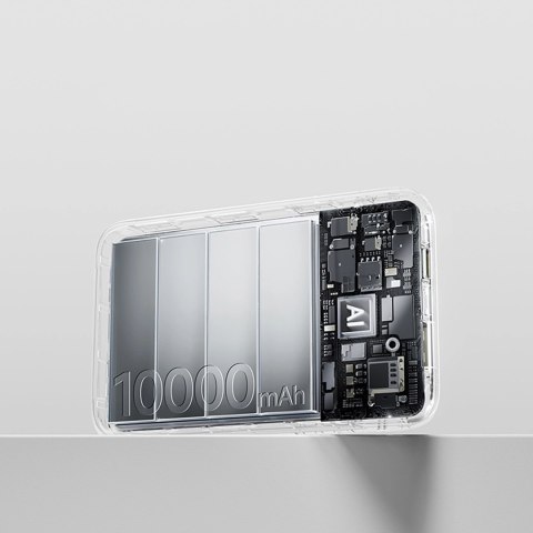 Powerbank Baseus EnerFill FC11 20000mAh 22.5W z wyświetlaczem cyfrowym i dwoma wbudowanymi kablami - beżowy