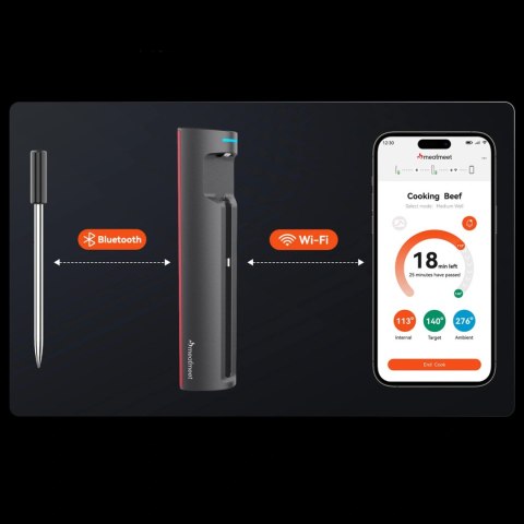 Termometr kuchenny Meatmeet Pro smart aplikacja Bluetooth grill piekarnik wędzarnia - czarny