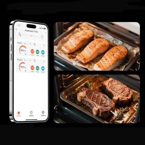 Termometr kuchenny Meatmeet X Pro smart aplikacja WiFi dwa czujniki grill piekarnik wędzarnia