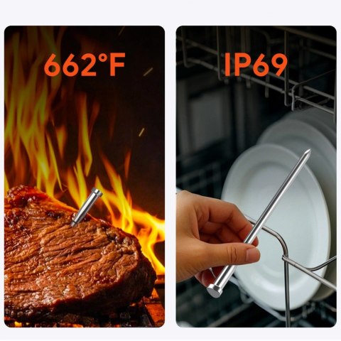 Termometr kuchenny Meatmeet S Pro smart aplikacja Bluetooth grill piekarnik wędzarnia - czarny