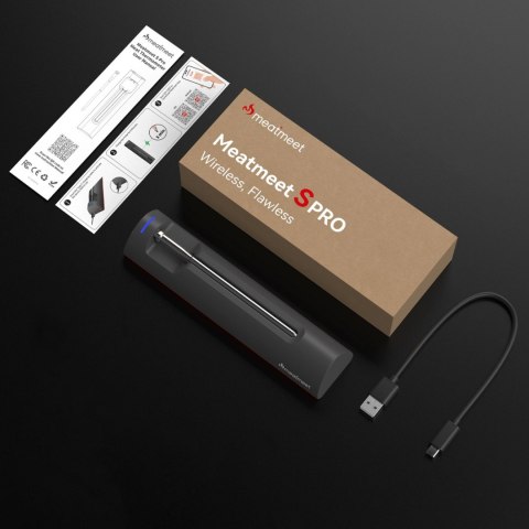 Termometr kuchenny Meatmeet S Pro smart aplikacja Bluetooth grill piekarnik wędzarnia - czarny