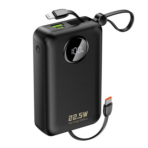 Dudao K14+ 22,5W 20000 mAh Powerbank with Built-in type-C & lightning cable black