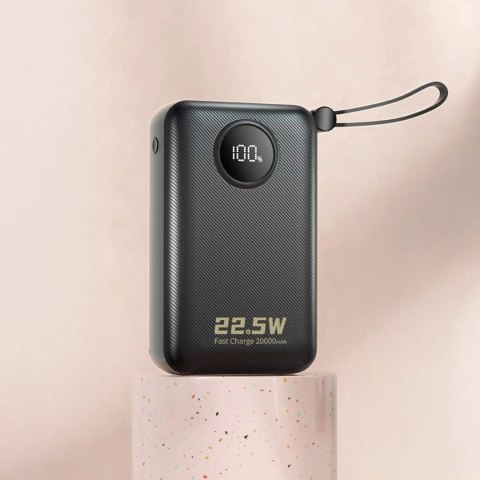 Dudao K14+ 22,5W 20000 mAh Powerbank with Built-in type-C & lightning cable black