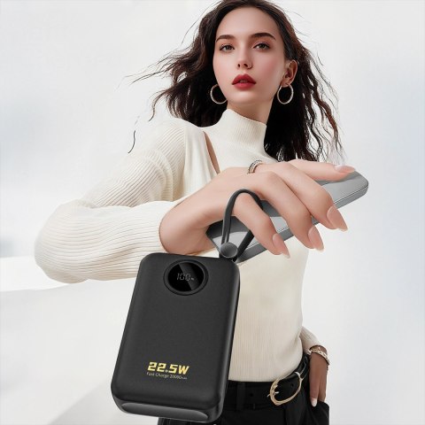 Dudao K14+ 22,5W 20000 mAh Powerbank with Built-in type-C & lightning cable black