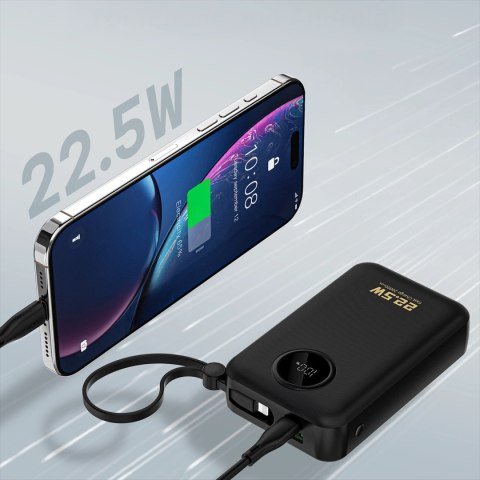 Dudao K14+ 22,5W 20000 mAh Powerbank with Built-in type-C & lightning cable black