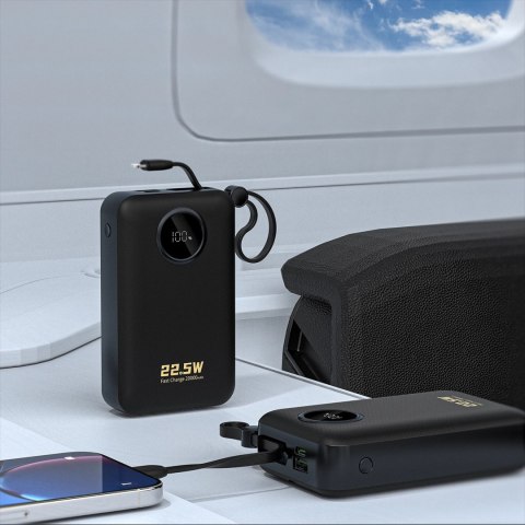 Dudao K14+ 22,5W 20000 mAh Powerbank with Built-in type-C & lightning cable black