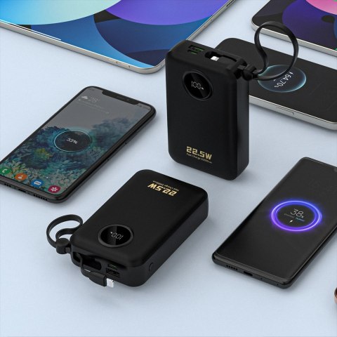 Dudao K14+ 22,5W 20000 mAh Powerbank with Built-in type-C & lightning cable black