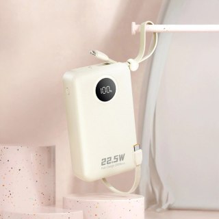 Dudao K14+ 22,5W 20000 mAh Powerbank with Built-in type-C & lightning cable white