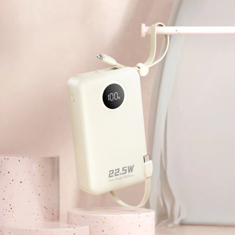 Dudao K14+ 22,5W 20000 mAh Powerbank with Built-in type-C & lightning cable white