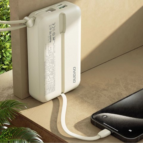 Dudao K14+ 22,5W 20000 mAh Powerbank with Built-in type-C & lightning cable white