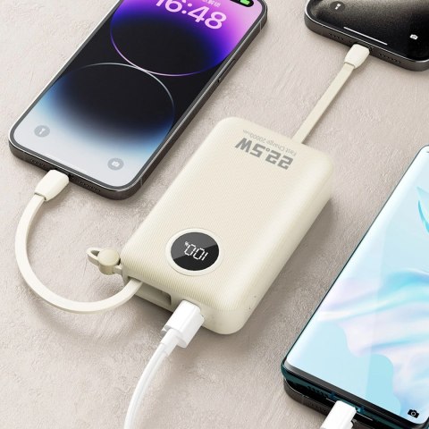 Dudao K14+ 22,5W 20000 mAh Powerbank with Built-in type-C & lightning cable white