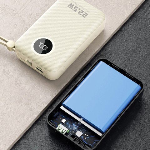 Dudao K14+ 22,5W 20000 mAh Powerbank with Built-in type-C & lightning cable white