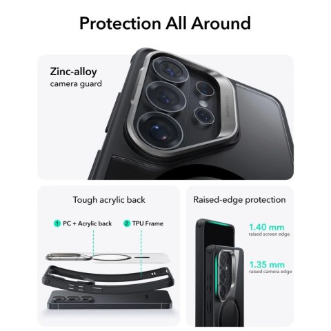 Etui ESR Classic Hybrid Kickstand MagSafe na Samsung Galaxy S26 Ultra - przezroczysto-czarne