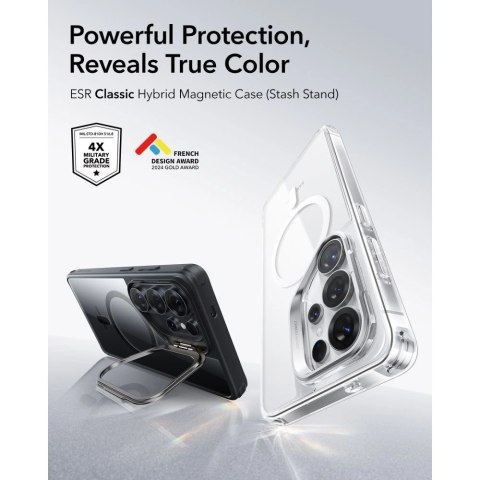 Etui ESR Classic Hybrid Kickstand MagSafe na Samsung Galaxy S26 Ultra - przezroczysto-czarne