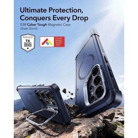 Etui ESR Cyber Tough Kickstand MagSafe na Samsung Galaxy S26 Ultra - granatowe