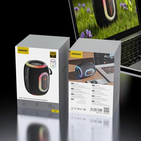 Głośnik bezprzewodowy Dudao Y22 podświetlany RGB Bluetooth 5.3 - czarny