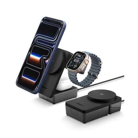 Ładowarka bezprzewodowa magnetyczna Spigen Essential Qi2.2 25W 3in1 MagSafe - czarna