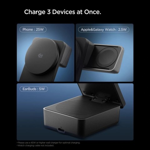 Ładowarka bezprzewodowa magnetyczna Spigen Essential Qi2.2 25W 3in1 MagSafe - czarna