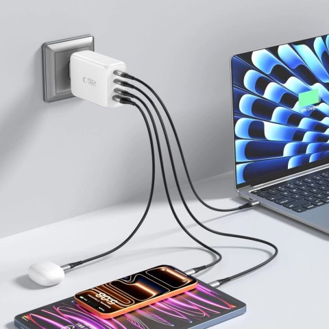 Ładowarka sieciowa Tech-Protect NC240W-GaN 4-Porty 240W - biała