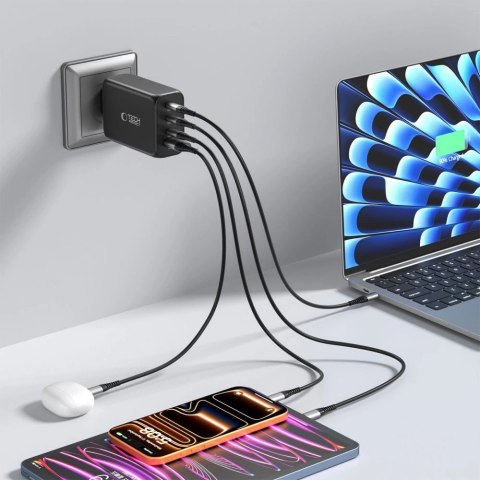 Ładowarka sieciowa Tech-Protect NC240W-GaN 4-Porty 240W - czarna