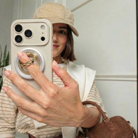 Uchwyt magnetyczny Tech-Protect MMR700 Lamano MagSafe na telefon - szaro-złoty