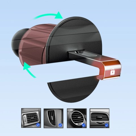 Uchwyt na smartfona Dudao F2+ na kratkę nawiewu zaciskowy - czarny