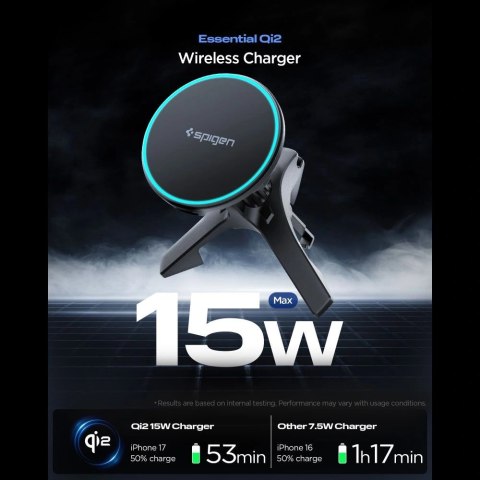 Uchwyt samochodowy do kratki nawiewu Spigen EV15MAQ Essential Qi2 MagSafe - czarny