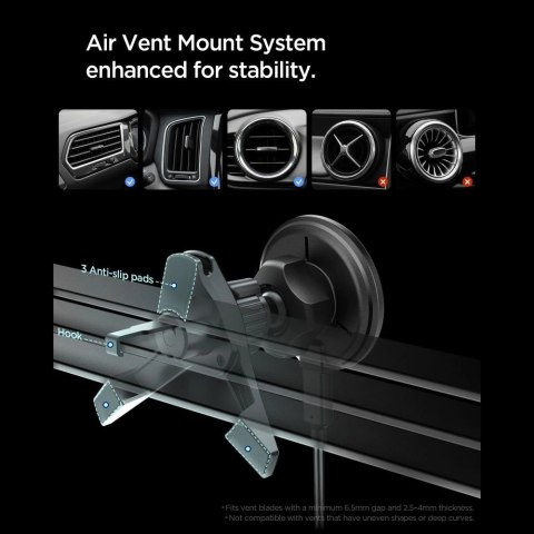 Uchwyt samochodowy do kratki nawiewu Spigen EV15MAQ Essential Qi2 MagSafe - czarny