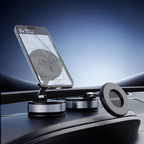 Uchwyt samochodowy Dudao F24PRO kompatybilny z MagSafe z przyssawką na szybę lub deskę rozdzielczą - czarny