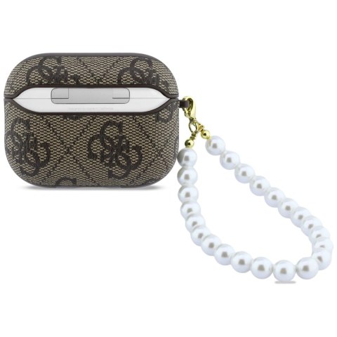 Etui Guess 4G Pearl Strap na AirPods Pro 3 - brązowe