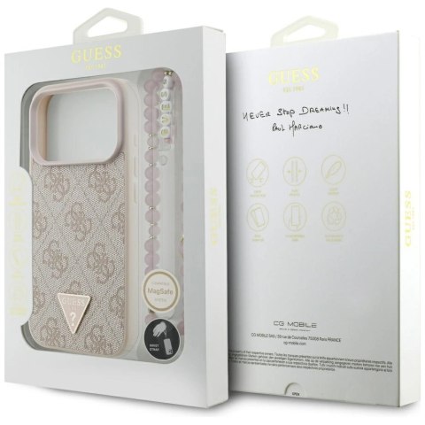 Etui Guess 4G Strap Triangle Logo MagSafe na iPhone 17 Pro - różowe