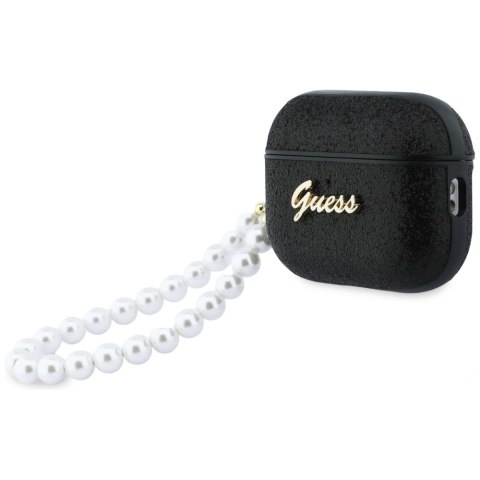 Etui Guess Glitter Pearl Strap na AirPods Pro 3 - czarne