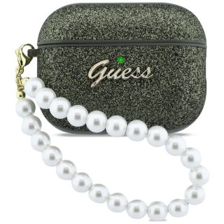 Etui Guess Glitter Pearl Strap na AirPods Pro 3 - czarno-brokatowe