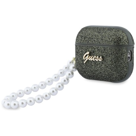 Etui Guess Glitter Pearl Strap na AirPods Pro 3 - czarno-brokatowe