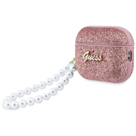 Etui Guess Glitter Pearl Strap na AirPods Pro 3 - różowe