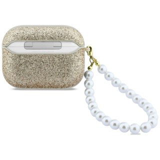 Etui Guess Glitter Pearl Strap na AirPods Pro 3 - złote