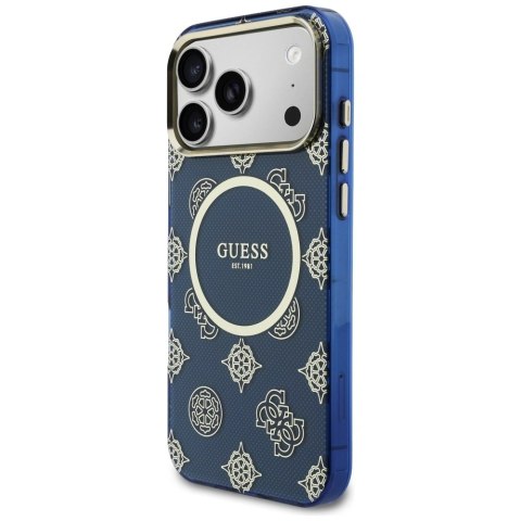 Etui Guess IML Peony Dot MagSafe na iPhone 17 Pro Max - niebieskie