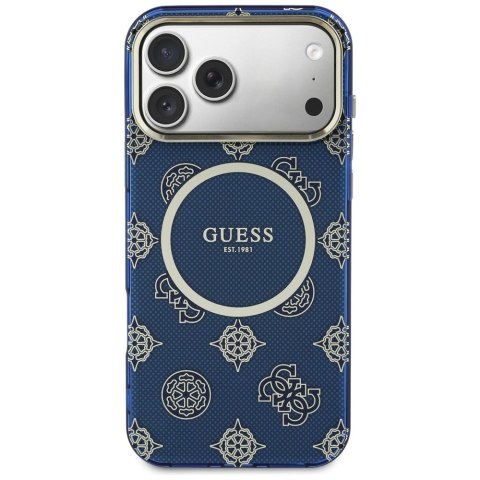 Etui Guess IML Peony Dot MagSafe na iPhone 17 Pro Max - niebieskie