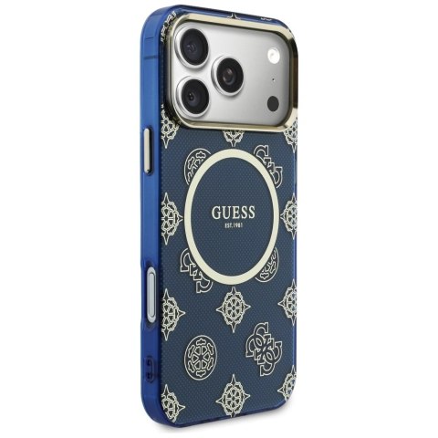 Etui Guess IML Peony Dot MagSafe na iPhone 17 Pro Max - niebieskie